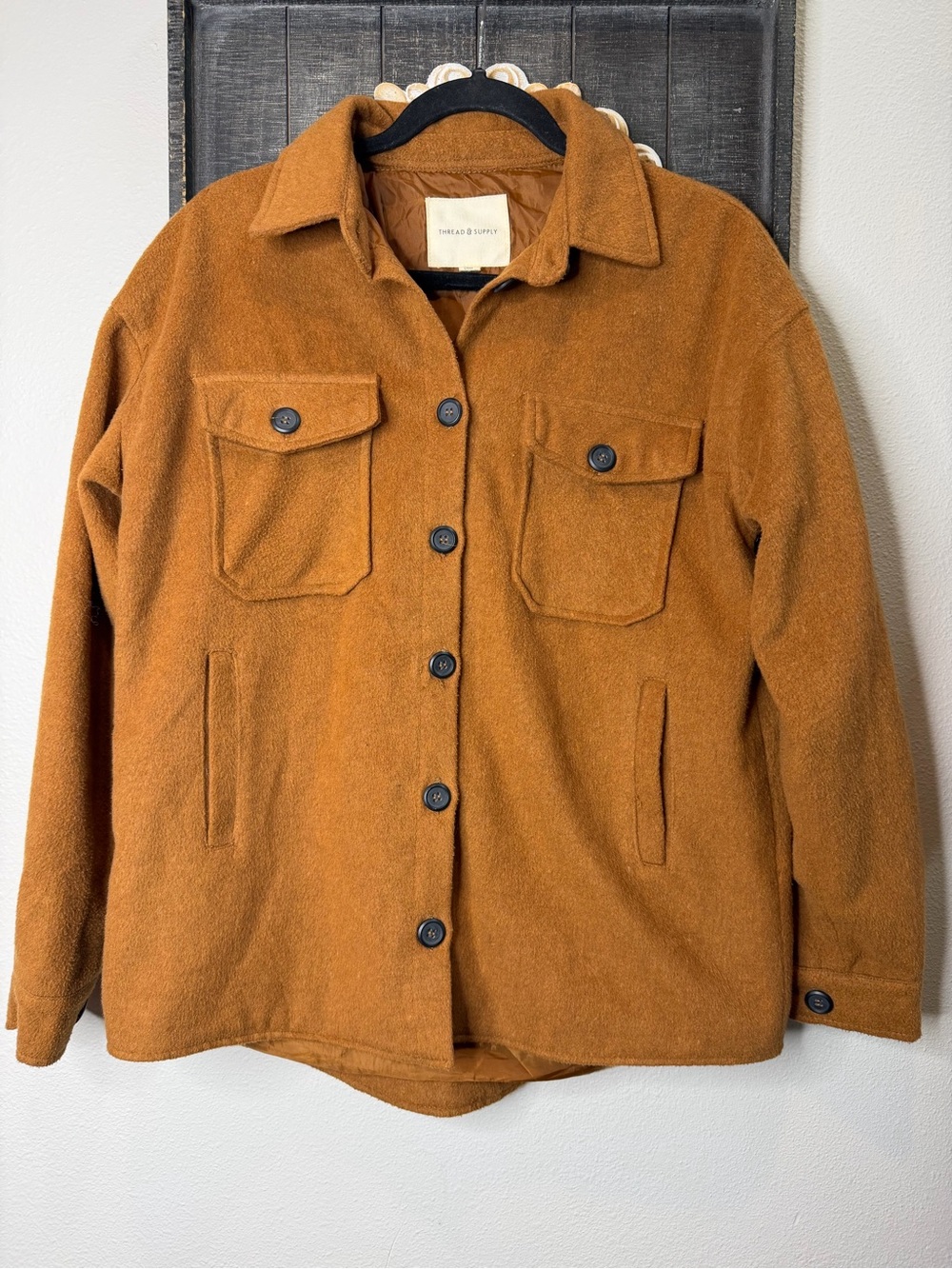 Thread & Supply Women's Copper Fluffy Texture Utility Jacket Shacket XS